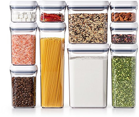 OXO 1165700 Good Grips 10-Piece Airtight Food Storage POP Container Value Set, Plastic, White