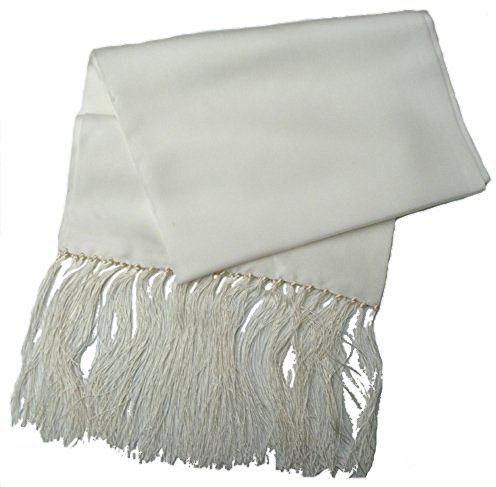 100% Silk Ivory White Scarf(Size: One Size)