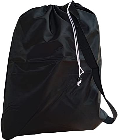 Small Laundry Bag, Drawstring, Carry Strap, Lock Closure, Color: Black, Size: 22x28, Pick from 16 Colors