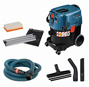 Bosch Professional aspirateur Eau et poussière Gas 35 M AFC (Sac jetable, coude, Set suceurs Droit pour sols Ø 35 mm, 1 Filtre plissé Plat PES, 3 Tubes 0,35 m, Flexible 5 m avec Manchon)