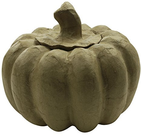 Décopatch BT033O - Un support en papier brun mâché 15x15x13 cm, Boite citrouille, Unité
