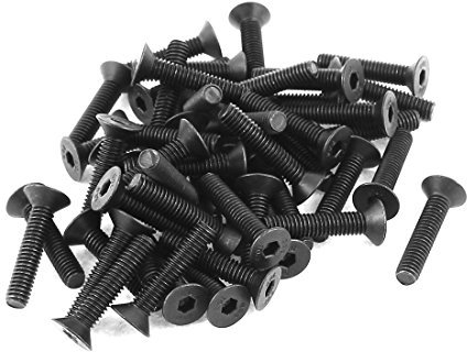 sourcingmap® 50 Stk Schwarz M4 x 20 mm Legierungs-Stahl Sechskant Sockel Flachkopf Senkkopfschrauben de