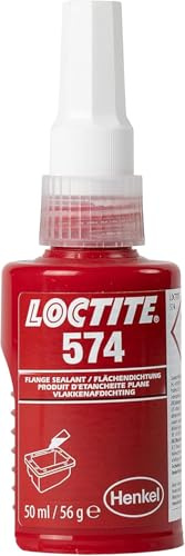 LOCTITE 574, mittelfester Dichtstoff für Flächendichtungen, Orange, 1x50ml | Wasser-, Öl, & Glykolbeständig, anaerobe Flüssigdichtung auf Acrylat-Basis, für verwindungssteife Metallflansche