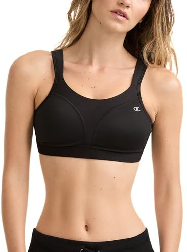 Champion Women's Spot Comfort Full Support Sports Bra, Black, 38DD