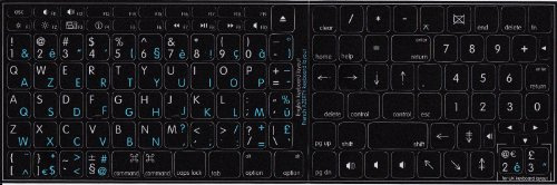 Sticker Autocollant Clavier Mac QWERTY English + AZERTY Français Noir 11mm*13mm