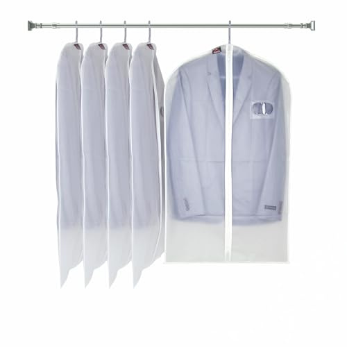 CARASELLE PEVA Garment Bags – Suit Cover for Women and Men, Jacket Covers Protector Bags & Coat Cover for Wardrobe and for Hanging Clothes in the Closet or Car - 99 x 60 cm, pack of 5