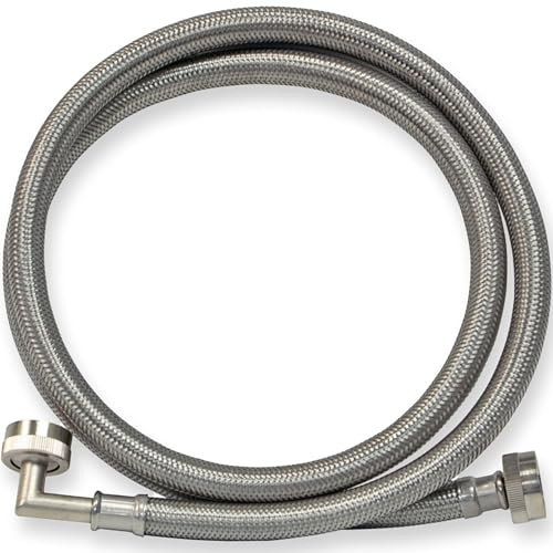 Eastman Waschmaschinenanschluss, 3/4 Zoll FHT Anschluss, 90 Grad Winkel, 1,5 geflochtene Edelstahl-Waschmaschinenschläuche, 48374