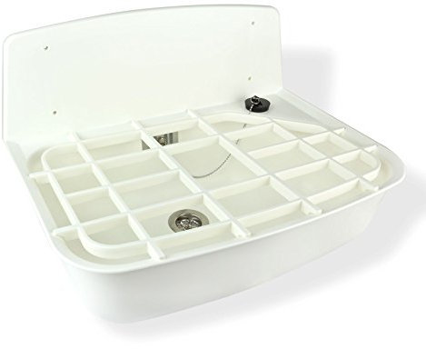 Ausgussbecken 14 Liter inkl. Ab- und Überlauf, Siphon, Ablagerost uvm. (Weiß)