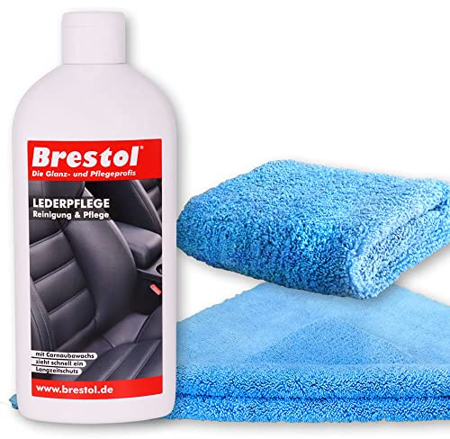 Brestol LEDERPFLEGE Set1 (500 ml + Zubehör) - Lederpflegelotion Lederreiniger Lederschutz Ledersitze Autositze Auto Leder Glattleder