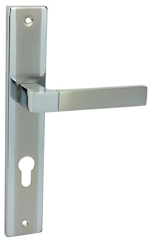 domino Türgriff 72 Drückergarnitur PZ - Profilzylinder Set Türklinke für Zimmertür, Bürotür, Kellertür & Innentür L-Form Türdrücker-Set aus Aluminium Chrom/Nickel REAL M6/M9