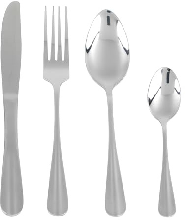 Salter Newbury Cutlery Set, 16-Piece, 18/0 Stainless Steel | Service For 4, Includes Knives Forks Tablespoons Teaspoons, Mirror Polish Finish, Dishwasher Safe, Ergonomic Handle