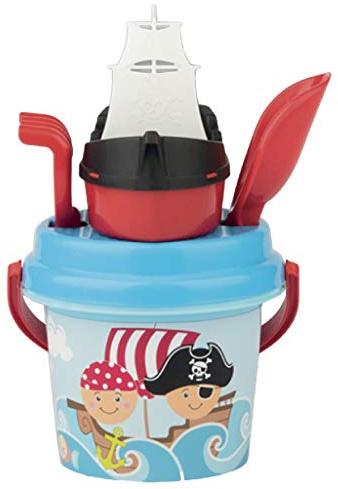 Simba 107114082 – pirat babyhinkset, 5 delar, hink, sil, båt, spade, kratta, höjd 11 cm, diameter 14 cm
