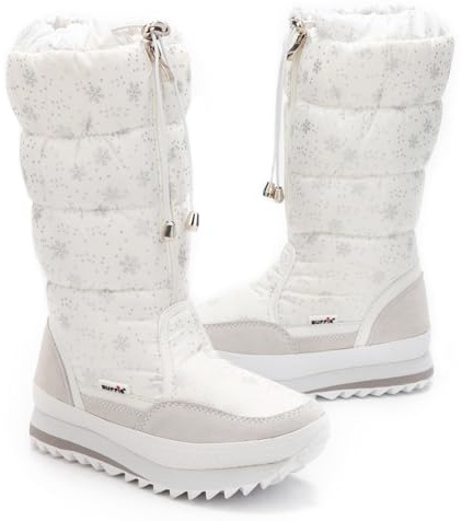 DADAWEN Women's Winter Waterproof Fur Lined Frosty Snow Boots White US Size 4