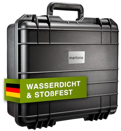 Mantona Outdoor Fotokoffer M+ - Wasserdichter Kamerakoffer 18L, staubdicht & stoßfest, großer Schutzkoffer inkl. 4x Schaumstoffeinlagen, ideal für Gopro, Kamera Objektive & Zubehör (43x38x15.4cm)