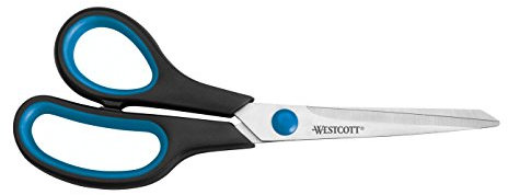 Westcott E-30282 00 Forbici Easy Grip Lefty inossidabili, diritte, asimmetriche, per mancini, 21 cm/8”, blu/nero
