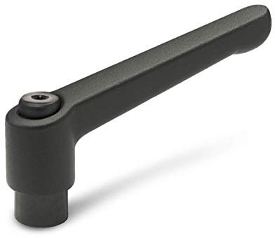 Palanca de sujeción de Ganter Normelemente, ajustable con rosca hembra, GN 300, de acero bruñido, mango de zinc fundido negro, recubierto de plástico, Negro, GN 300-92-M10-SW