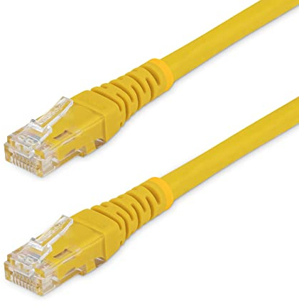 StarTech.com Cable Ethernet CAT6 de 20 pies, cable Ethernet CAT 6 Gigabit amarillo -650 MHz 100 W PoE RJ45 UTP moldeado de red/cable de conexión con alivio de tensión/probado por Fluke/cableado está