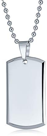 Los Hombres De Gran Personalizados Grabables Ejército Militar Etiqueta De Perro Colgante Collar De Plata Pulida Tono De Acero Inoxidable Biselado Borde Con Cadena De Bolas De Cuentas De 24 Pulgadas