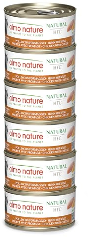 Almo Nature HFC Natural - Nourriture Humide pour Chats - Poulet avec Fromage - 70g, Lot de 6