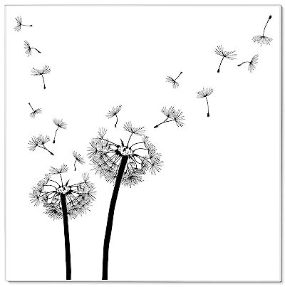 banjado Magnettafel 50 x 50 cm/Magnetwand aus Metall/Magnetpinnwand als Memoboard/Pinnwand Magnettafel Küche, Büro, Kinderzimmer inkl. 4 Magnete & Montageset - Motiv Pusteblume 2