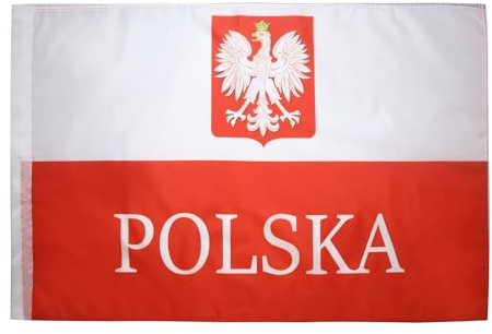 AZ FLAG Flagge Polen mit Adler alternativ 90x60 cm Hohlsaum | Für innen Polnische dekorative Flagge Polska z orłem alternatywna doppelte Nähte und verstärkte Kanten mit Masttunnel