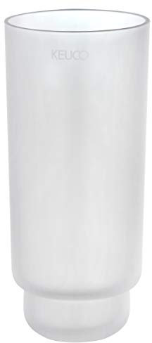 KEUCO Original Ersatz-Glas, Echt-Kristallglas weiß mattiert für Toilettenbürsten-Garnitur Edition 11, 19 cm hoch, Glas-Behälter für WC-Bürste
