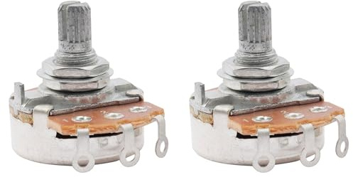 Musiclily Basic A500K Metrisch Potentiometer Split Short Shaft Poti 2 Stück | 18 Zähne,Logarithmisch Poti, für E-Gitarre Bass