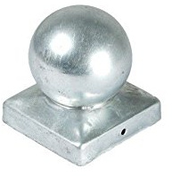 Pfostenkappe Kugel 9×9 cm (91×91 mm) – feuerverzinkte Stahl-Abdeckung für Holzpfosten – runde Zaunkappe/Pfostendeckel für 9×9-Pfosten – witterungsbeständige Pfostenabdeckung