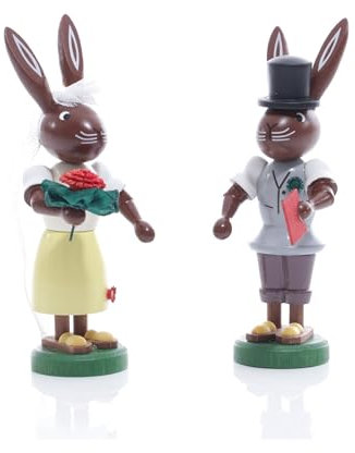 Rudolphs Schatzkiste Osterfiguren Braut & Bräutigam Höhe ca 9 cm NEU Osterdeko Osterhasenfigur Ostern Zylinder Osterei Frühling Erzgebirge Seiffen Hase Blumen Hochzeit