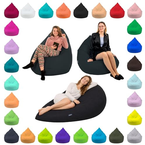 BuBiBag Sitzsack XXL Bodenkissen für Erwachsene & Kinder - Geeignet für Gaming oder Entspannen - Indoor wie Outdoor da er Wasserfest ist - mit EPS Perlen (Anthrazit, XL)