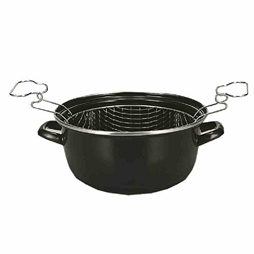 KRÜGER GRAMM medical Pommes-Frites-Topf, Emaile, Stahl, 24 cm, Schwarz