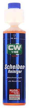 DR. WACK - CW1:100 Super Scheibenreiniger 250 ml - Konzentrat mit Antikalk-Formel - Reiniger für Scheinwerfer- & Scheibenwaschanlagen - Hohe Ergiebigkeit für 25 l Flüssigkeit - Hochwertige Autopflege