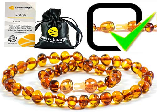 AmberJewellery Bernsteinkette 100% Baltischen Bernstein, Beste Qualität - mit Sicherheitsverschluss