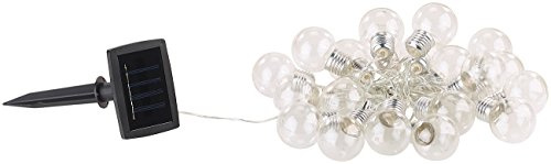 Lunartec Solar Bodenlichterkette: Solar-LED-Lichterkette mit 20 LEDs in Glühbirnenform, 3,8 Meter, IP44 (Lichterkette Glühbirne, Festzelt, Akkus)