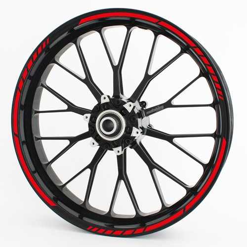 Motoking Felgenrandaufkleber GP - ROT - Komplettset für 15 bis 19