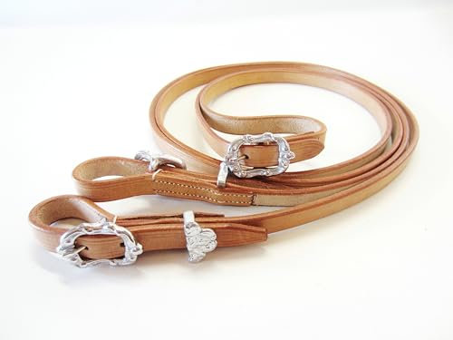 PS Pferdeartikel Lederzügel, geschlossen mit mittlerer Schnalle verziert, Portugiesisch - Barock Farbe Natur mit silbernem Beschlag