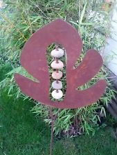 Zen Man Edelrost Gartenstecker Beetstecker Gartendeko mit Stein 120cm
