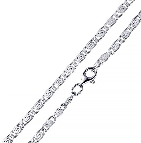 S-Panzerkette Silber 925 Damen und Herren Halskette 3mm breit K45 | Sterlingsilber Kette diamantiert und glänzend in 40 45 50 55 60 70 80 cm von MATERIA by Matthias Wagner