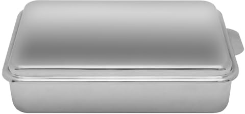 Lindy's Stainless Steel 9 X 13 Inches Covered Cake Pan with Stainless Steel Lid, Deep Pan for Baking Cakes, Breads, Casseroles, Fish, Vegetables and More
