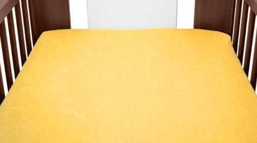 Terry Towelling Fitted Sheet 90x40 Mattress Nursery Baby Cot Cotbed Mattress Frotte (Deep Yellow)