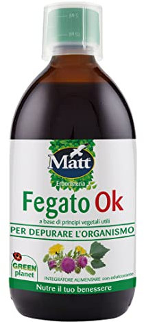 Matt, Fegato OK, Integratore Alimentare a Base di Cardo Mariano, Carciofo e Tarassaco Utili per Depurare l'Organismo, Confezione da 500 ml