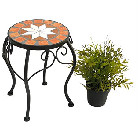 DanDiBo Tabouret Porte-Fleurs Merano Mosaïque 12014 Support de Fleurs 27 cm Tabouret Rond Table d'appoint