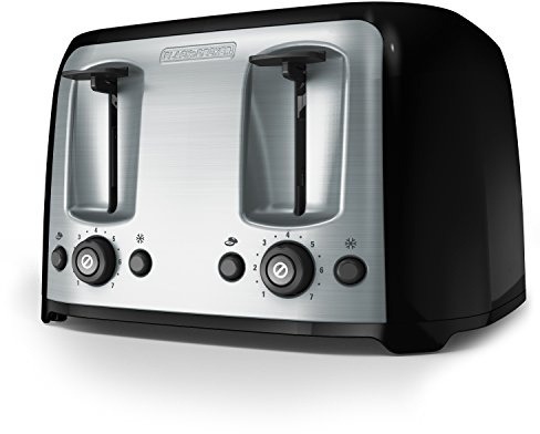 BLACK+DECKER 4-Slice Toaster, Extra Wide Slots, 7 Shade Settings, 1400 Watts, Frozen and Bagel Buttons, Toast Shade Selector, Extra Lift