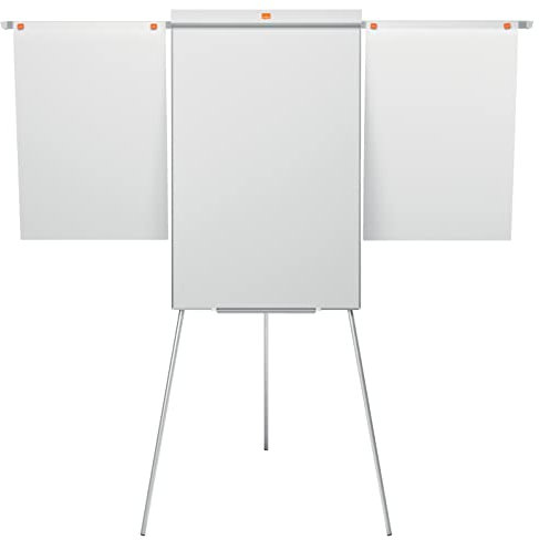 Nobo Impression Pro Magnetische Flipchart/Whiteboard aus Stahl mit Verlängerungsarmen, 3-fache Breite, höhenverstellbare Tafel, mit Stifthalter & Aufhängung für Flipcharts, weiß, 1901918