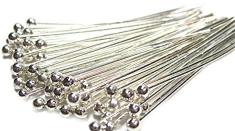 Geralin Gioielli 30 STK. Silber Kettelstifte Nietstifte Kopfstifte Prismenstifte mit Kugel 30x0.5mm