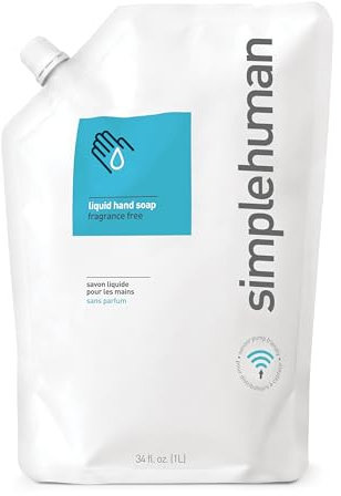 simplehuman CT1023 1 Liter, pflegende Flüssig-Handseife, Handseife Flüssig Nachfüllbeutel, Nachfüllpack, Geeignet für Flüssigseifenspender, parfümfrei