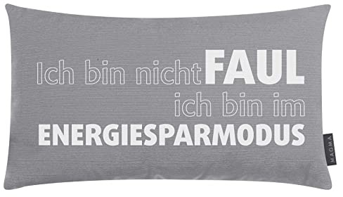 Kissen Zitat Faul - Grau 25x45 Made in Germany/Oekotex 100-Zertifikat