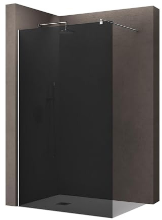 doporro Luxus Duschwand für Dusche Duschabtrennung Walk-In Dusche 8mm ESG-Sicherheitsglas vollgrau inkl. Nanobeschichtung Bremen01VG