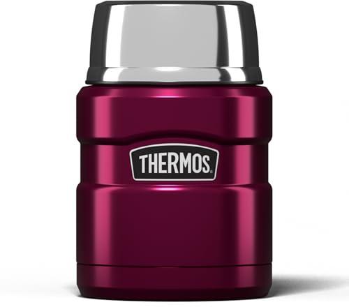 Thermos Stainless King Food Flask, 470ml Capacity - Sleek Multi- Purpose Flask for Daily Food Prep - Durable Stainless Steel with Classic Raspberry Finish - Ideal for On-the-Go Meals & Drinks