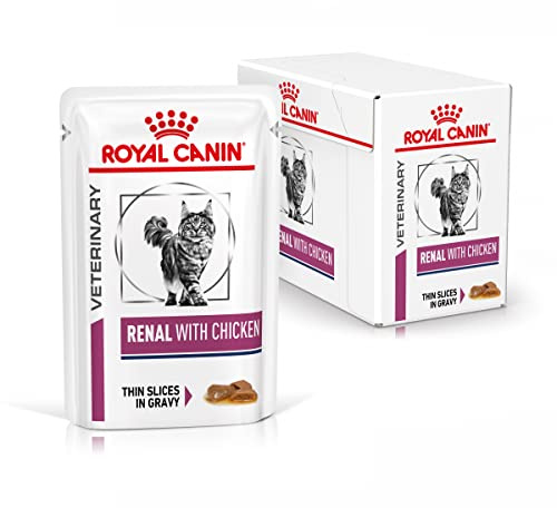 Royal Canin Veterinary Renal Chicken | 12 x 85 g | Aliment complet diététique pour chats adultes | Pour le soutien en cas de problèmes rénaux | En sachet fraîcheur